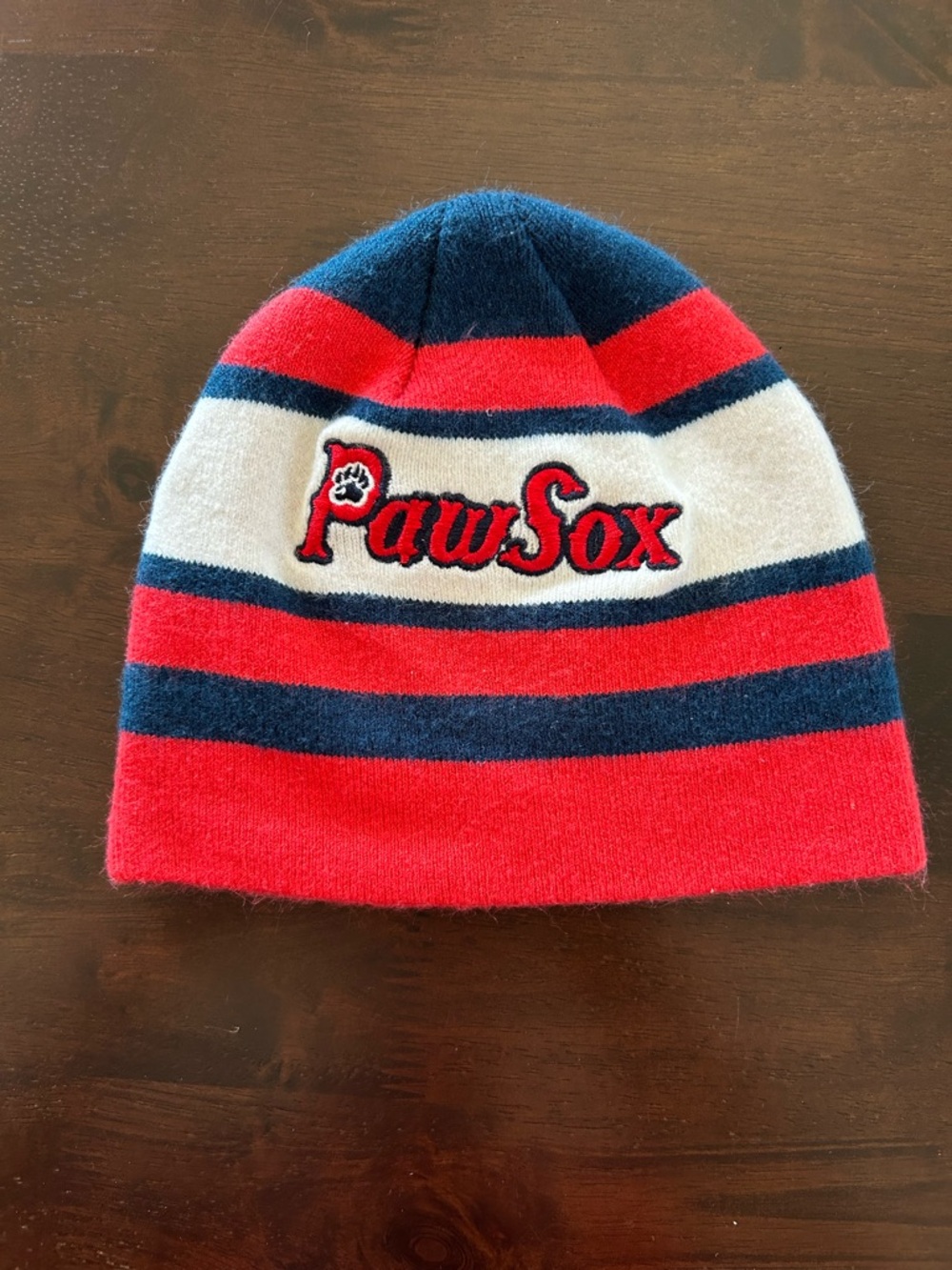 Pawtucket PawSox Knit Beanie - Red, Navy & White